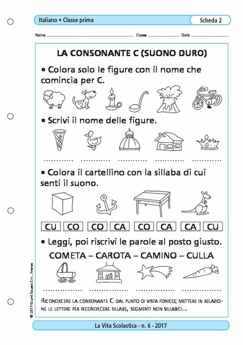 La consonante C (suono duro) | Giunti Scuola La consonante C (suono duro) | Giunti Scuola
