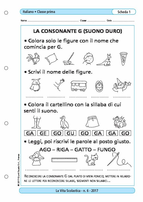La consonante G (suono duro) | Giunti Scuola La consonante G (suono duro) | Giunti Scuola