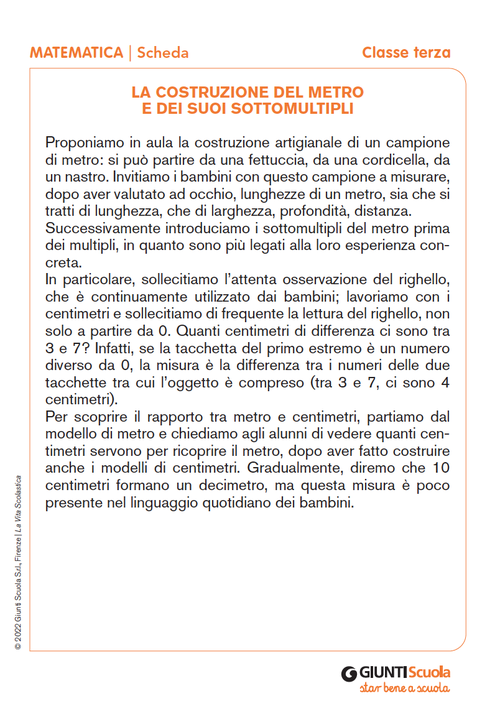 La costruzione del metro e dei suoi sottomultipli | Giunti Scuola La costruzione del metro e dei suoi sottomultipli | Giunti Scuola