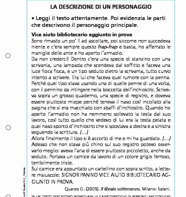 La descrizione di un personaggio Giunti Scuola La descrizione di un personaggio Giunti Scuola