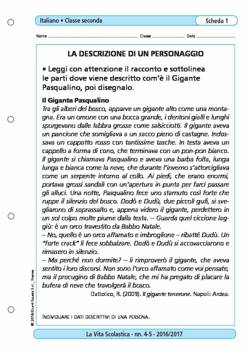 La descrizione di un personaggio | Giunti Scuola La descrizione di un personaggio | Giunti Scuola