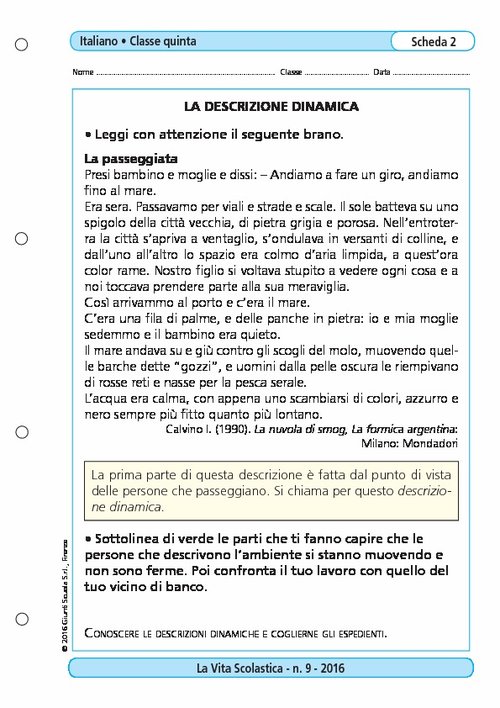 La descrizione dinamica | Giunti Scuola La descrizione dinamica | Giunti Scuola