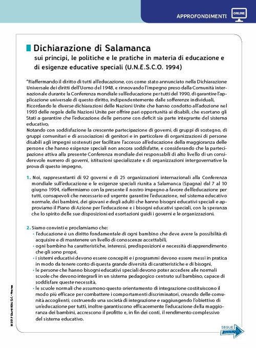 La Dichiarazione di Salamanca | Giunti Scuola La Dichiarazione di Salamanca | Giunti Scuola