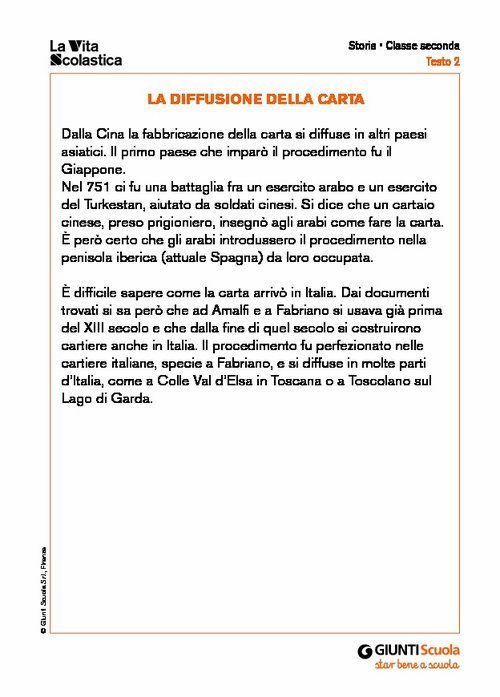 La diffusione della carta | Giunti Scuola La diffusione della carta | Giunti Scuola