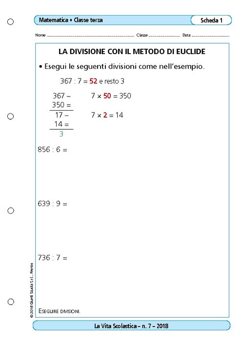 La divisione con il metodo di Euclide | Giunti Scuola