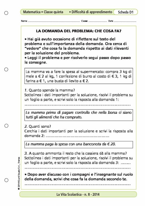 La domanda del problema: che cosa fa? | Giunti Scuola