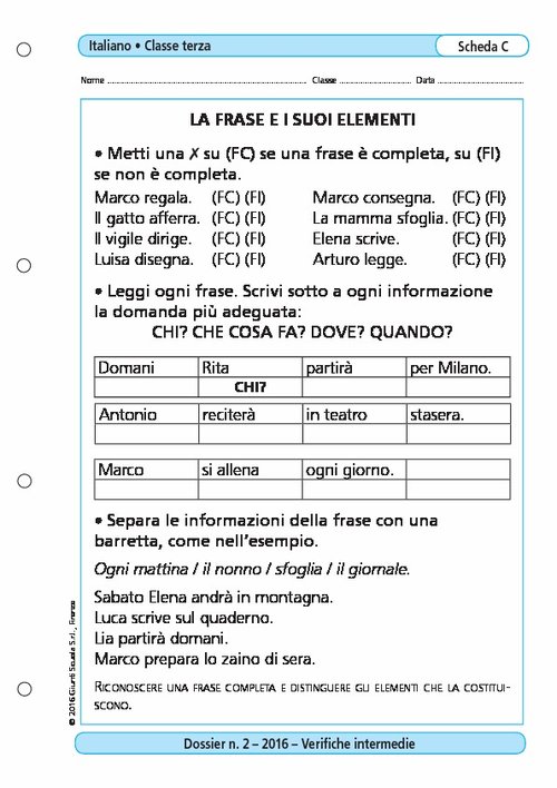 La frase e i suoi elementi | Giunti Scuola La frase e i suoi elementi | Giunti Scuola