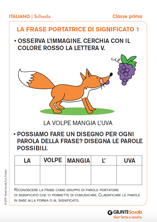 La frase portatrice di significato 1 | Giunti Scuola La frase portatrice di significato 1 | Giunti Scuola