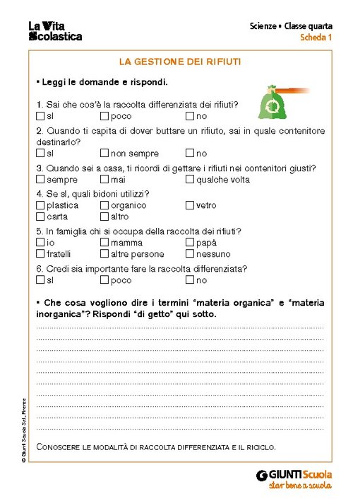 La gestione dei rifiuti | Giunti Scuola La gestione dei rifiuti | Giunti Scuola