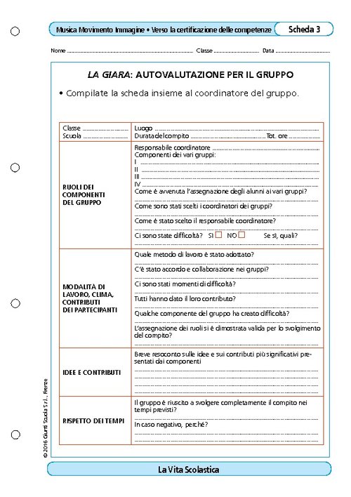 La Giara: autovalutazione per il gruppo | Giunti Scuola