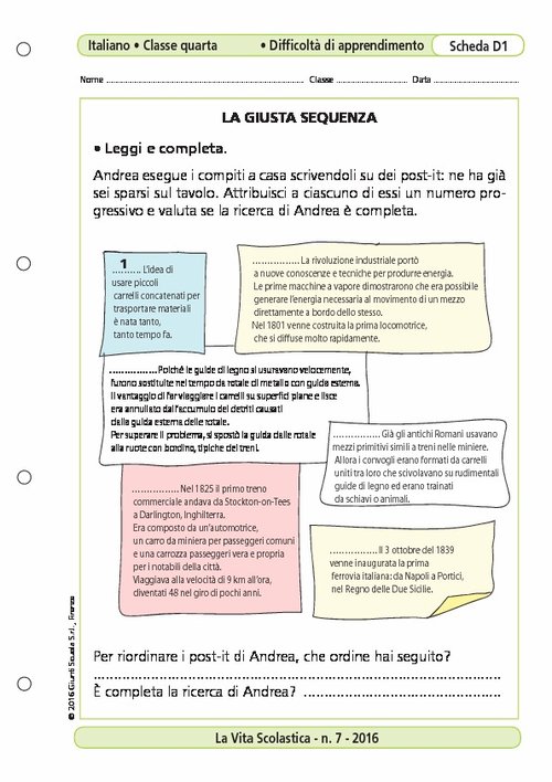 La giusta sequenza | Giunti Scuola La giusta sequenza | Giunti Scuola