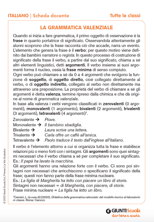 La grammatica valenziale | Giunti Scuola La grammatica valenziale | Giunti Scuola