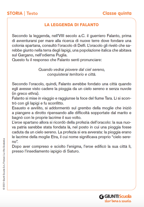La leggenda di Falanto | Giunti Scuola La leggenda di Falanto | Giunti Scuola
