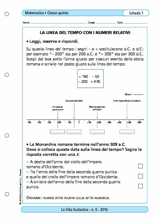 La linea del tempo con i numeri relativi | Giunti Scuola La linea del tempo con i numeri relativi | Giunti Scuola