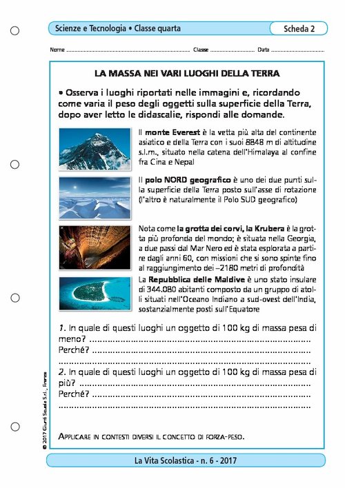 La massa nei vari luoghi della Terra | Giunti Scuola La massa nei vari luoghi della Terra | Giunti Scuola