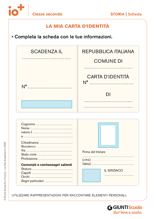 La mia carta d'identità | Giunti Scuola La mia carta d'identità | Giunti Scuola