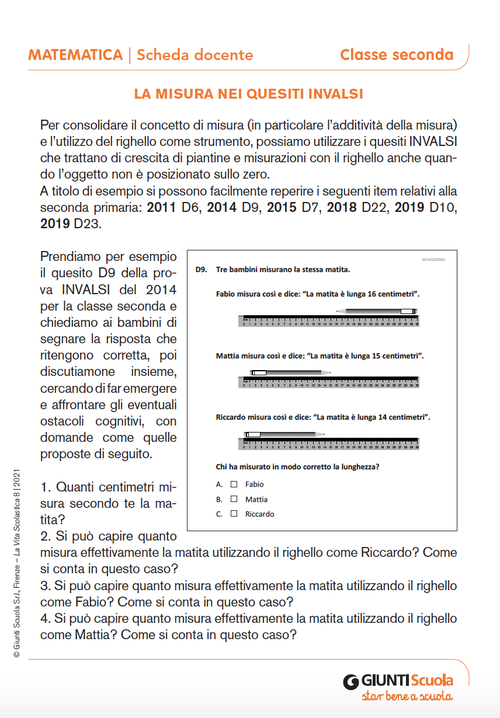 La misura nei quesiti Invalsi | Giunti Scuola La misura nei quesiti Invalsi | Giunti Scuola