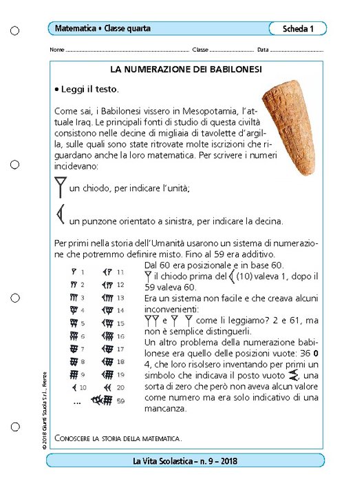 La numerazione dei Babilonesi | Giunti Scuola La numerazione dei Babilonesi | Giunti Scuola