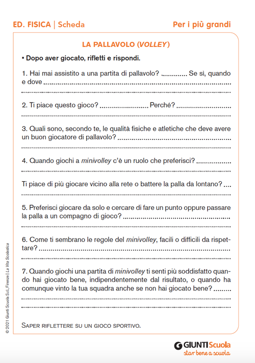 La pallavolo (Volley) | Giunti Scuola