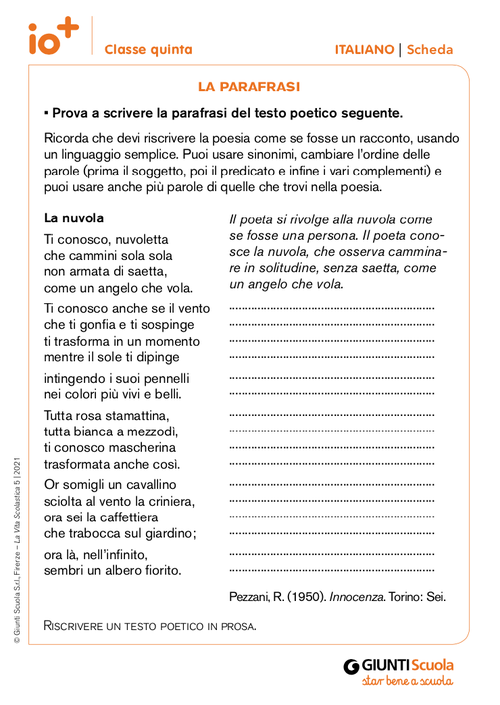 La parafrasi | Giunti Scuola