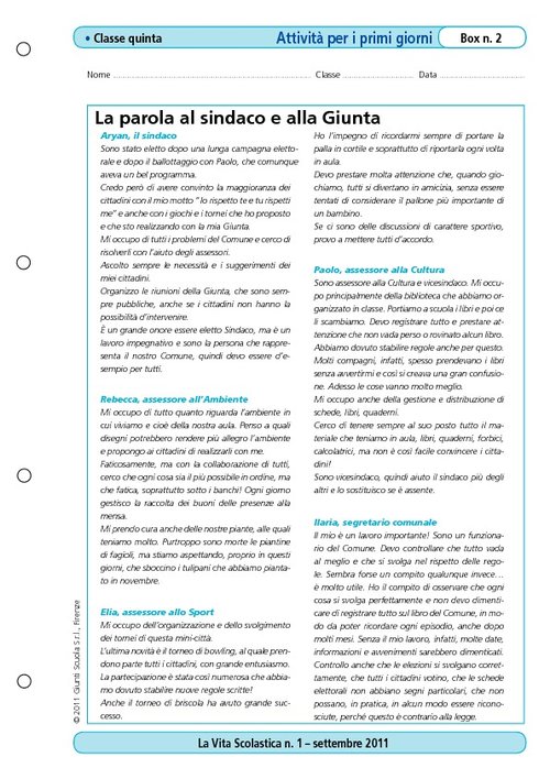 La parola al sindaco e alla Giunta | Giunti Scuola La parola al sindaco e alla Giunta | Giunti Scuola