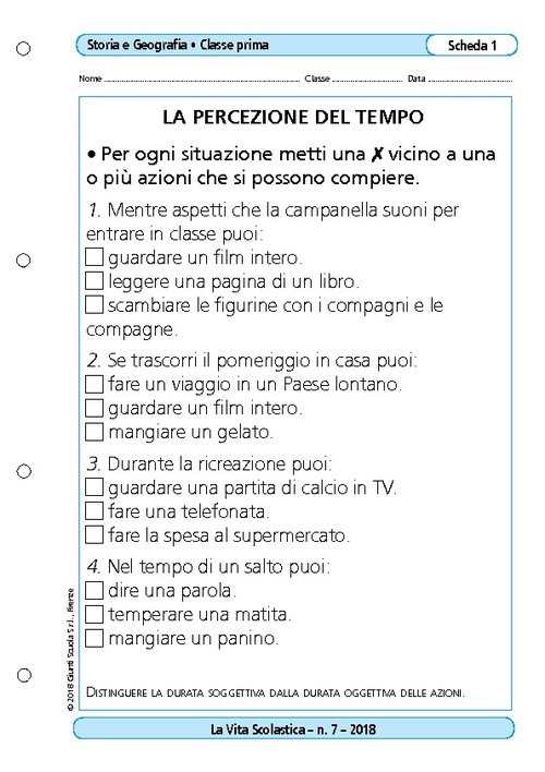 La percezione del tempo | Giunti Scuola La percezione del tempo | Giunti Scuola