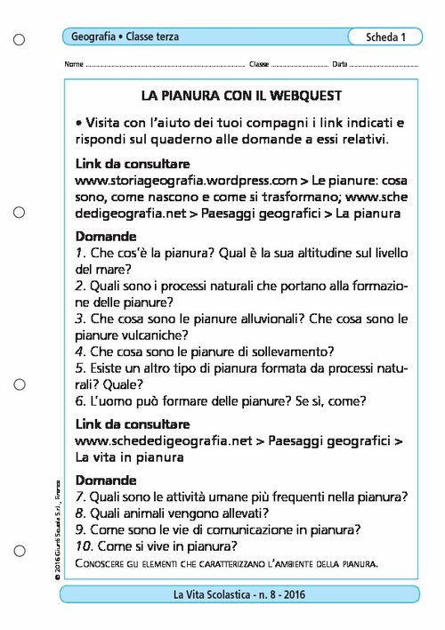 La pianura con la webquest | Giunti Scuola La pianura con la webquest | Giunti Scuola