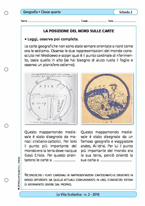 La posizione del Nord sulle carte | Giunti Scuola La posizione del Nord sulle carte | Giunti Scuola