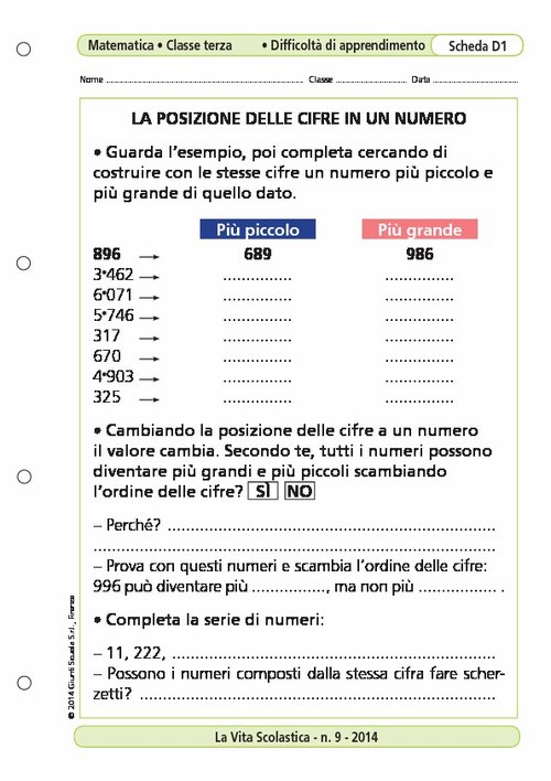 La posizione delle cifre in un numero | Giunti Scuola La posizione delle cifre in un numero | Giunti Scuola