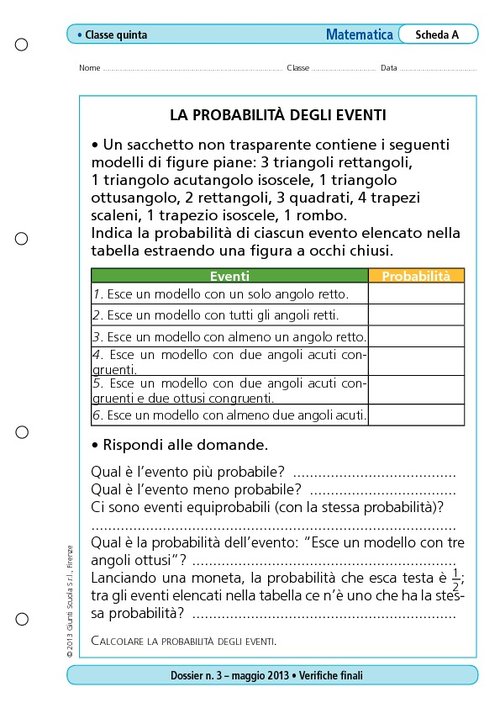 La probabilità degli eventi | Giunti Scuola La probabilità degli eventi | Giunti Scuola