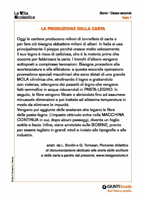La produzione della carta | Giunti Scuola La produzione della carta | Giunti Scuola