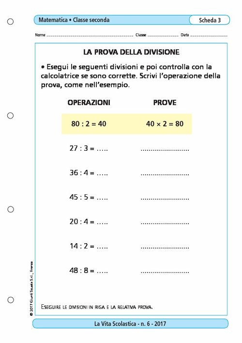 La prova della divisione | Giunti Scuola La prova della divisione | Giunti Scuola