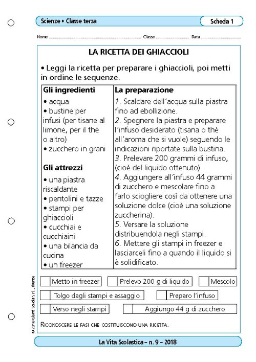 La ricetta dei ghiaccioli | Giunti Scuola La ricetta dei ghiaccioli | Giunti Scuola