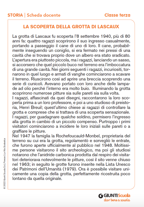 La scoperta della grotta di Lascaux | Giunti Scuola La scoperta della grotta di Lascaux | Giunti Scuola