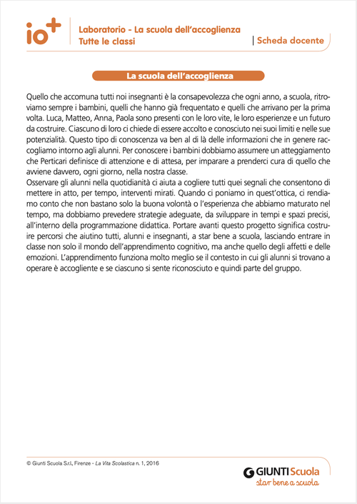 La scuola dell'accoglienza | Giunti Scuola La scuola dell'accoglienza | Giunti Scuola