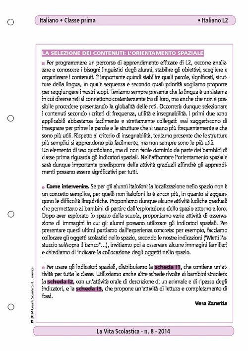 La selezione dei contenuti: l'orientamento spaziale | Giunti Scuola La selezione dei contenuti: l'orientamento spaziale | Giunti Scuola