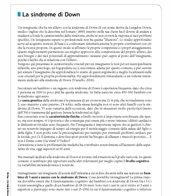 La sindrome di Down Giunti Scuola La sindrome di Down Giunti Scuola