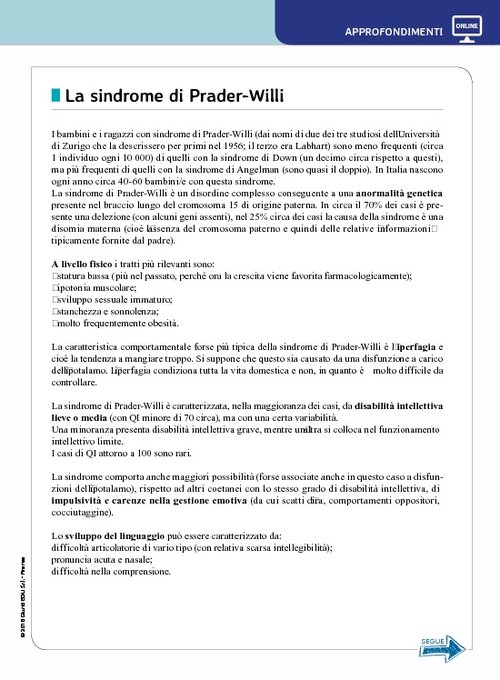 La sindrome di Prader-Willi | Giunti Scuola La sindrome di Prader-Willi | Giunti Scuola