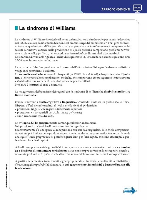 La sindrome di Williams | Giunti Scuola La sindrome di Williams | Giunti Scuola