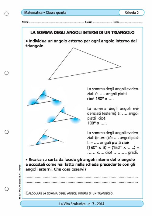 La somma degli angoli interni di un triangolo | Giunti Scuola La somma degli angoli interni di un triangolo | Giunti Scuola