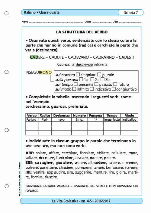 La struttura del verbo | Giunti Scuola La struttura del verbo | Giunti Scuola