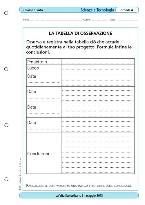 La tabella di osservazione | Giunti Scuola La tabella di osservazione | Giunti Scuola