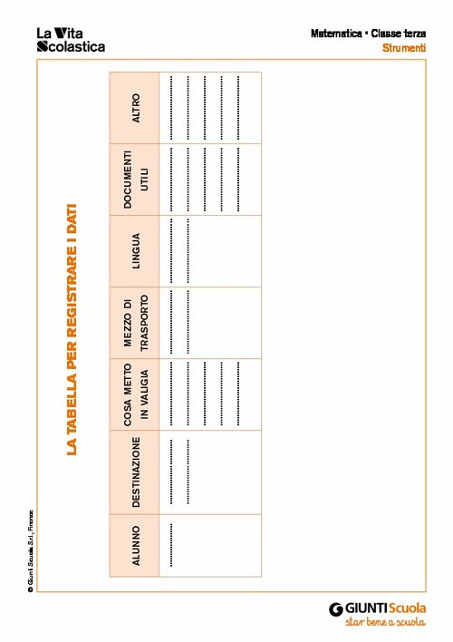 La tabella per registrare i dati | Giunti Scuola La tabella per registrare i dati | Giunti Scuola
