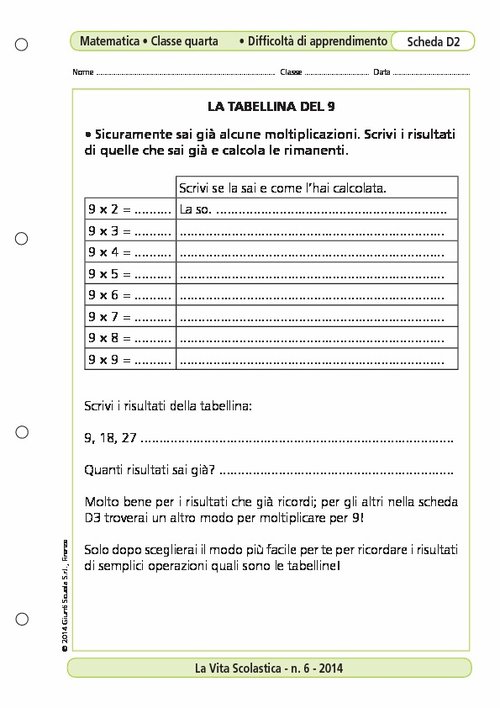 La tabellina del 9 | Giunti Scuola La tabellina del 9 | Giunti Scuola