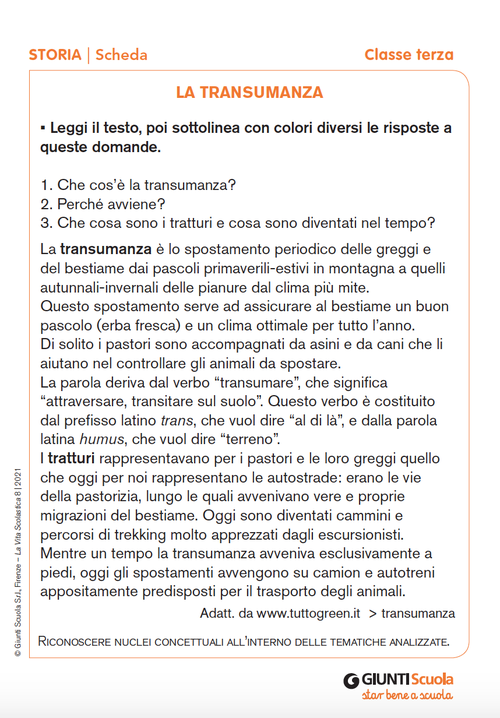La transumanza | Giunti Scuola La transumanza | Giunti Scuola