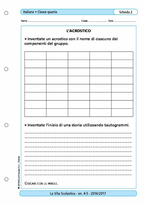 L'acrostico | Giunti Scuola L'acrostico | Giunti Scuola