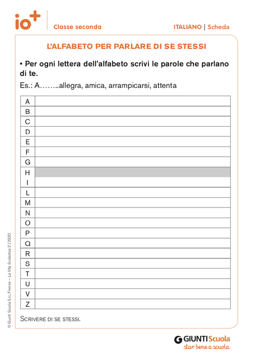 L'alfabeto per parlare di se stessi | Giunti Scuola L'alfabeto per parlare di se stessi | Giunti Scuola