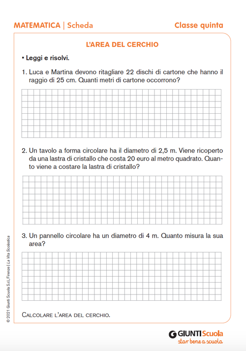 L’area del cerchio | Giunti Scuola L’area del cerchio | Giunti Scuola