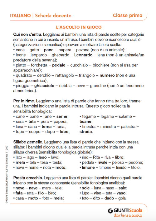 L'ascolto in gioco | Giunti Scuola L'ascolto in gioco | Giunti Scuola