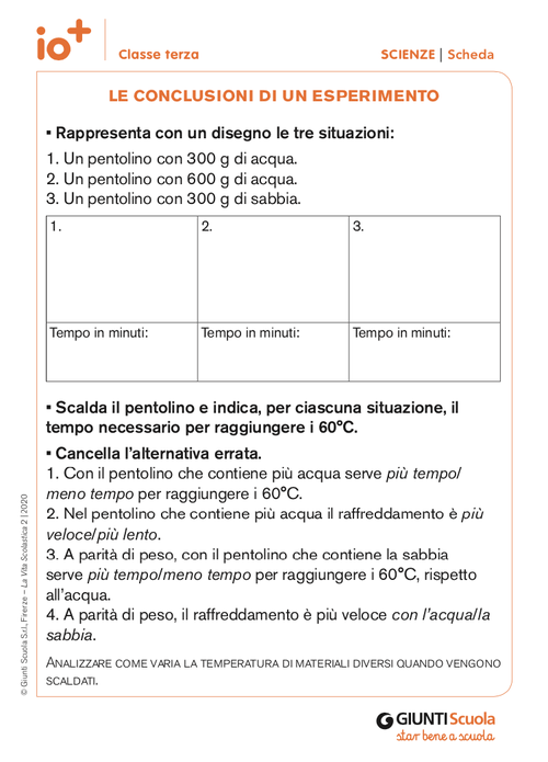 Le conclusioni di un esperimento | Giunti Scuola Le conclusioni di un esperimento | Giunti Scuola